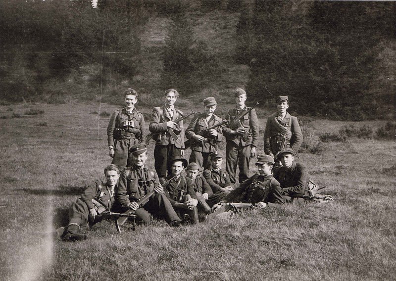 Historical photograph of soldiers marching